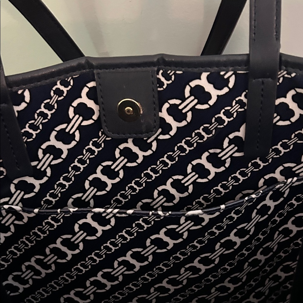 Tory Burch Blue and Red Stripe Tote - Picture 4 of 7